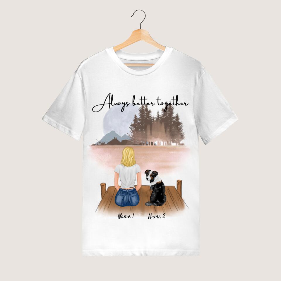Pet mom with pet - Personalized T-Shirt (Dog & Cat)