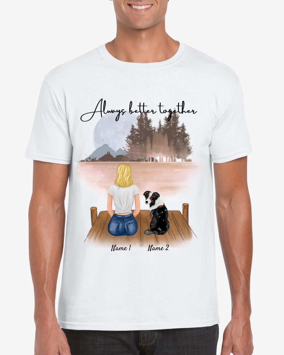 Pet mom with pet - Personalized T-Shirt (Dog & Cat)