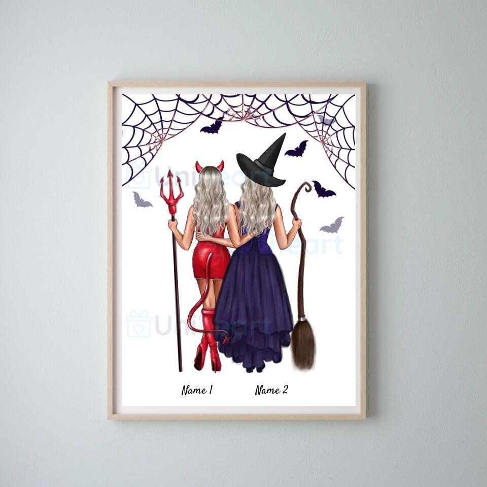 Best Witches Girlfriends - Personalized Poster Halloween (2-3 people)