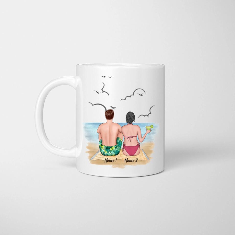 Couple on the Beach - Personalized Mug (2-3 people)