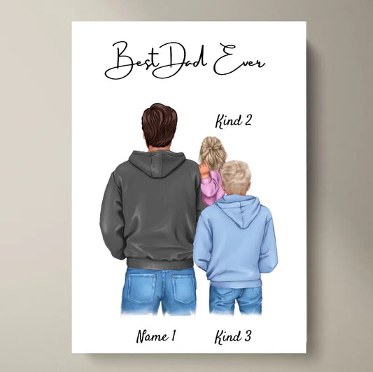 Best Dad Poster - Personalized Poster (1-4 Kids, Teenager)