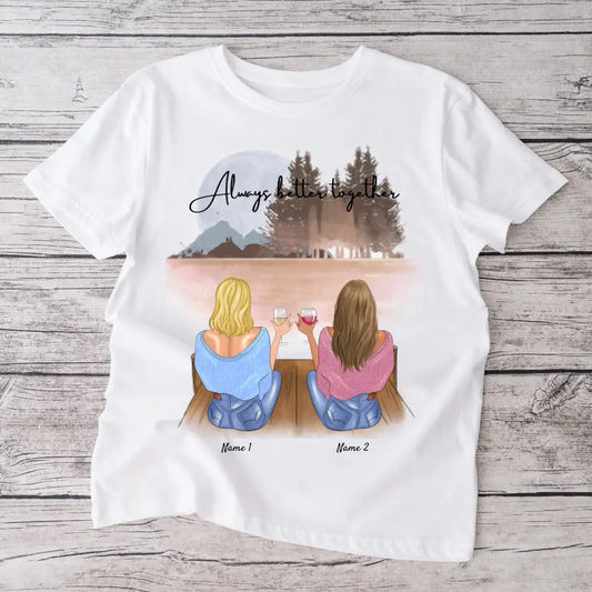 Best Friends with Drink Personalized T-Shirt (100% Cotton, Unisex)