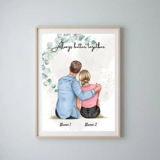 In your arms - Personalized couple poster (gift for your partner)