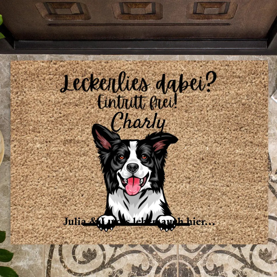 Leckerlies dabei? Eintritt Frei - Personalisierte Fußmatte mit Haustieren