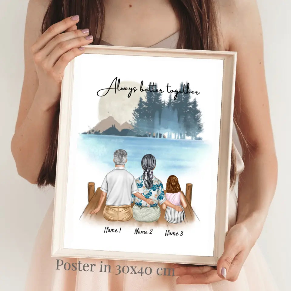 Grandparents with Grandchildren - Personalized Poster