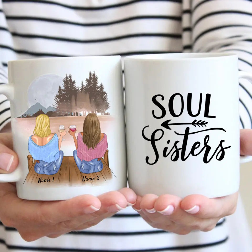 Best Sisters with Drinks - Personalized Mug (2-3 Persons)