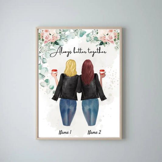 Best Friends Leatherjacket - Personalized Poster (2-3 Persons)