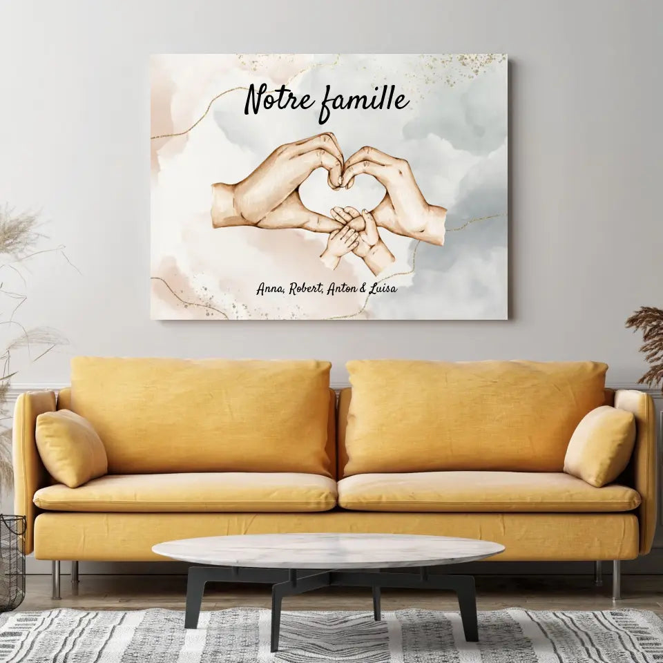 Toile personnalisée "Notre famille" (2-8 personnes, animaux domestiques)