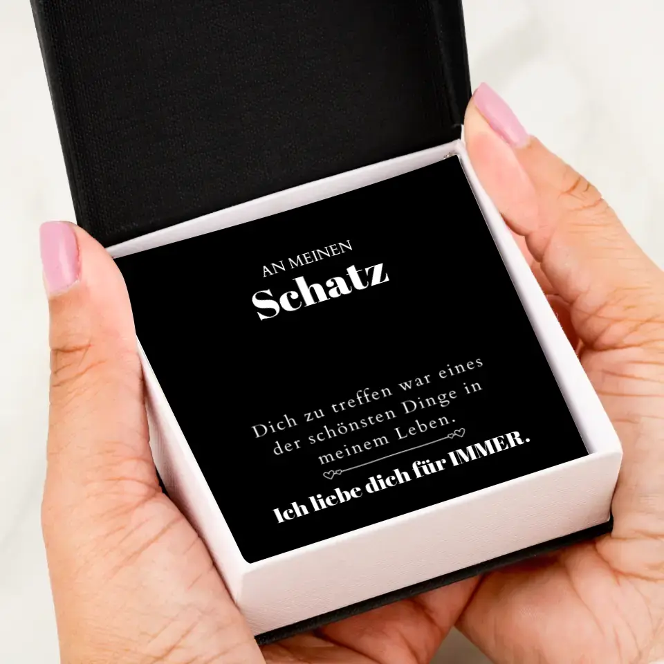 Dich zu treffen - Halskette mit Gold-Anhänger & personalisierter Karte (Valentinstagsgeschenk)