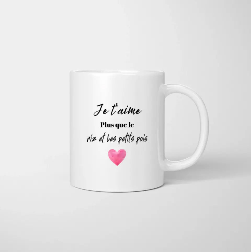 Je t'aime plus que le riz et les pois - Mug personnalisé pour couple (homme & femme)