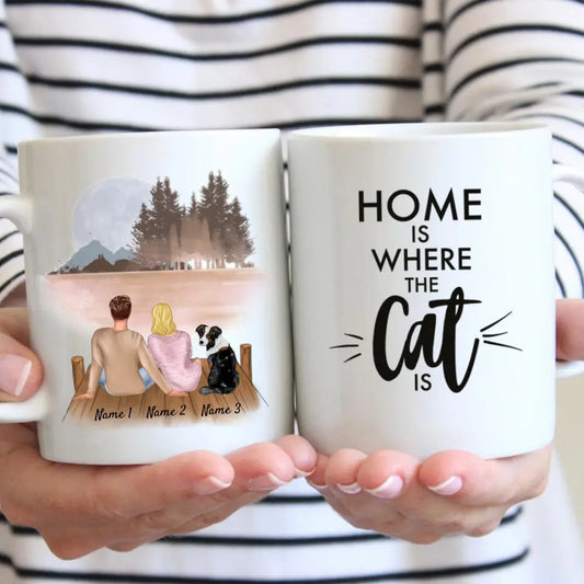 Couple on the Pier with Pet - Personalized Mug
