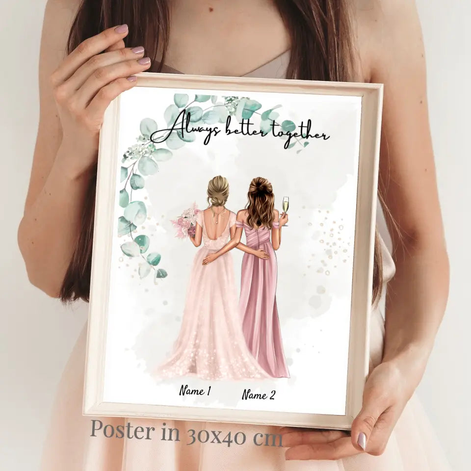 Bride & Maid of Honor - Personalized Poster