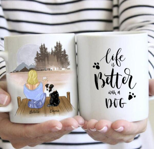 Für die beste Katzenmama - Personalisierte Tasse (Frau mit Katze oder Hund, Muttertag)