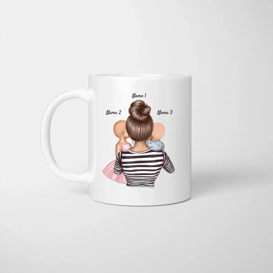 Scheiss auf Muttertag, wir lieben dich jeden Tag - Personalisierte Tasse (1-4 Kinder, Muttertag)