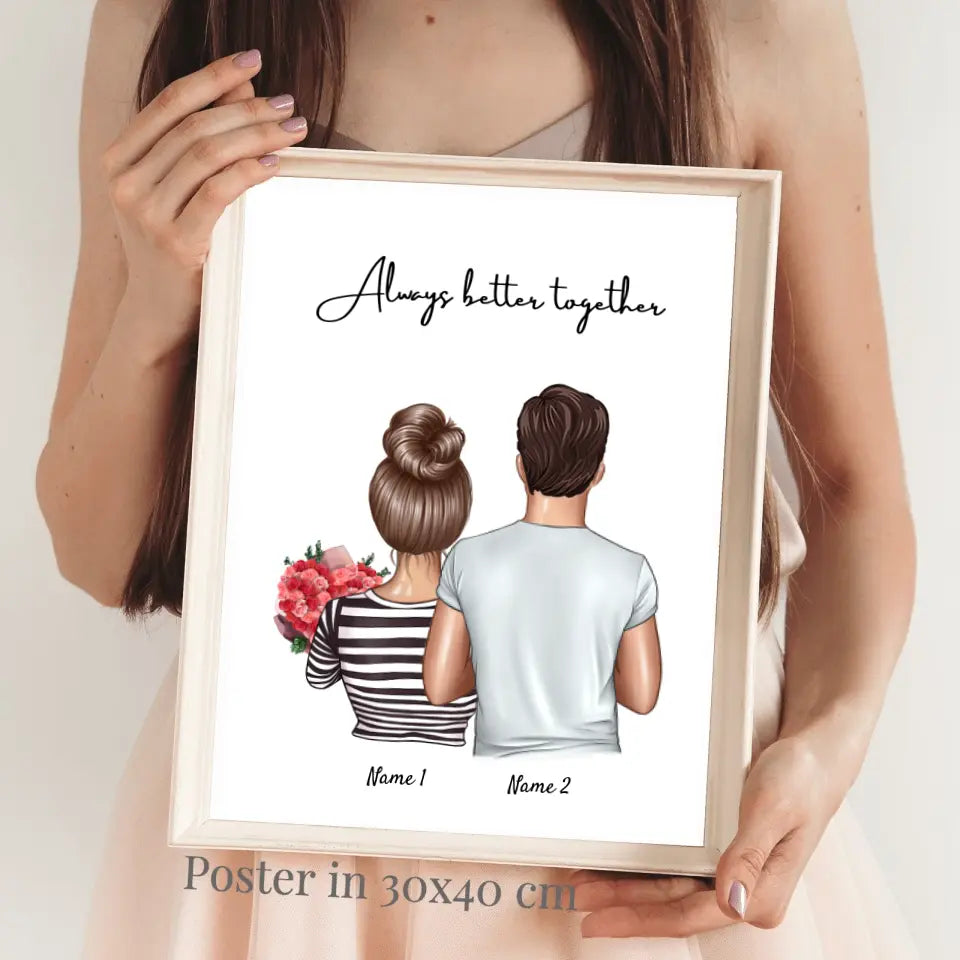 Happy Couple with Children - Personalized Poster