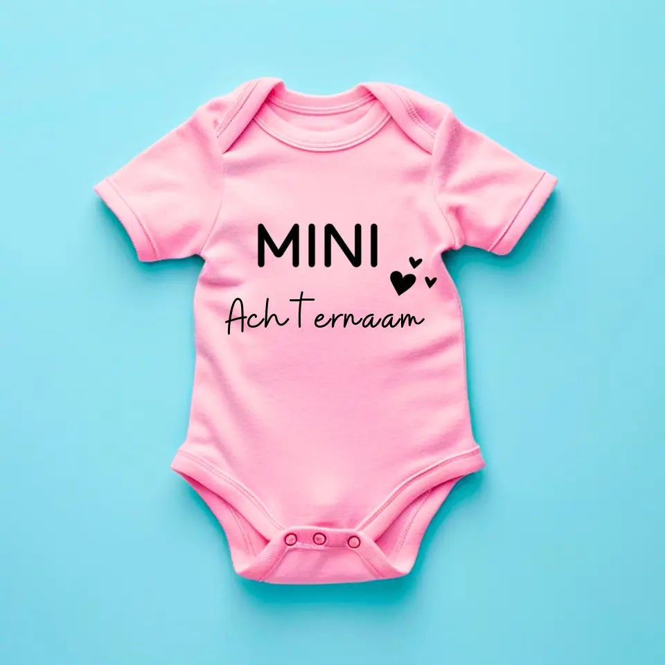 Mini familienaam - Gepersonaliseerde baby onesie, baby body 100% biologisch katoen
