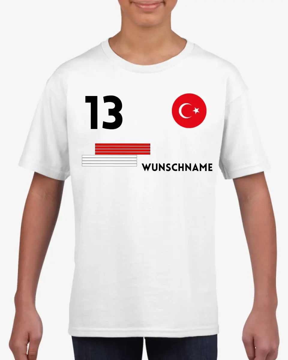 Fußball Türkei Trikot Kinder individuell - Personalisiertes T-Shirt für Kinder (100% Baumwolle)