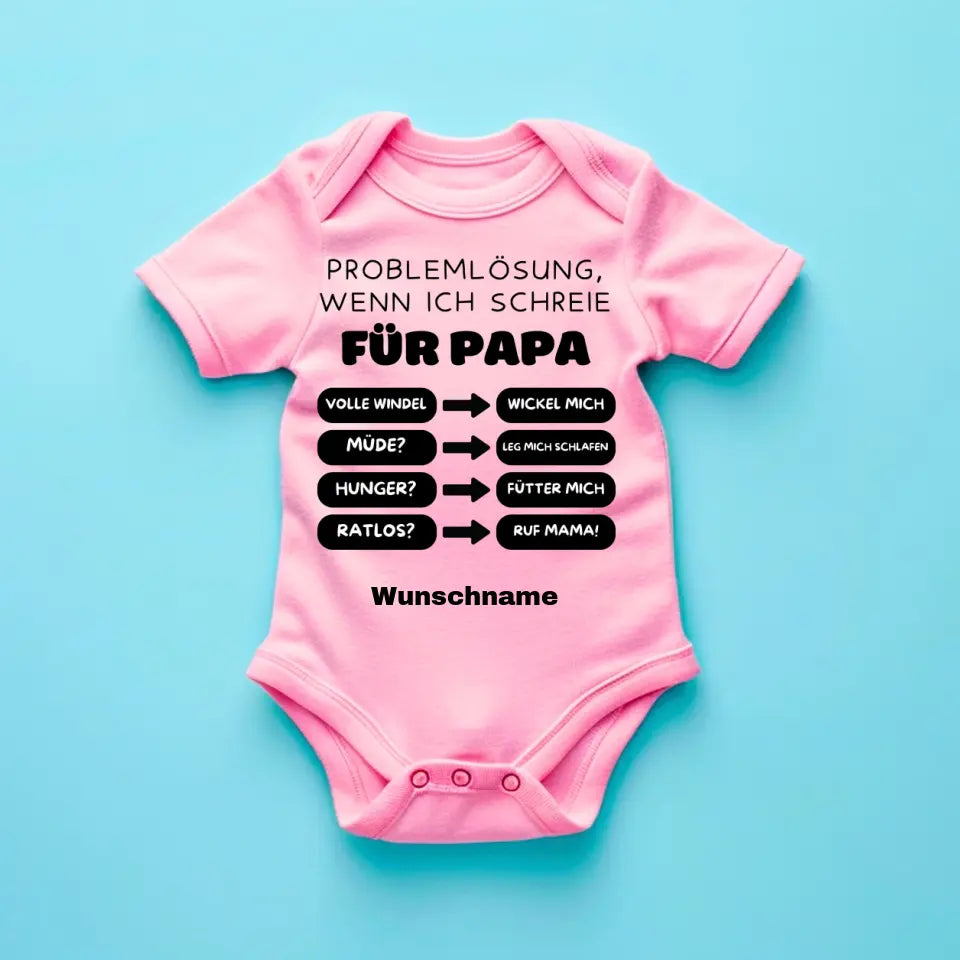 Problemlösung für Papa - Personalisierter Baby-Onesie/ Strampler, 100% Bio-Baumwolle