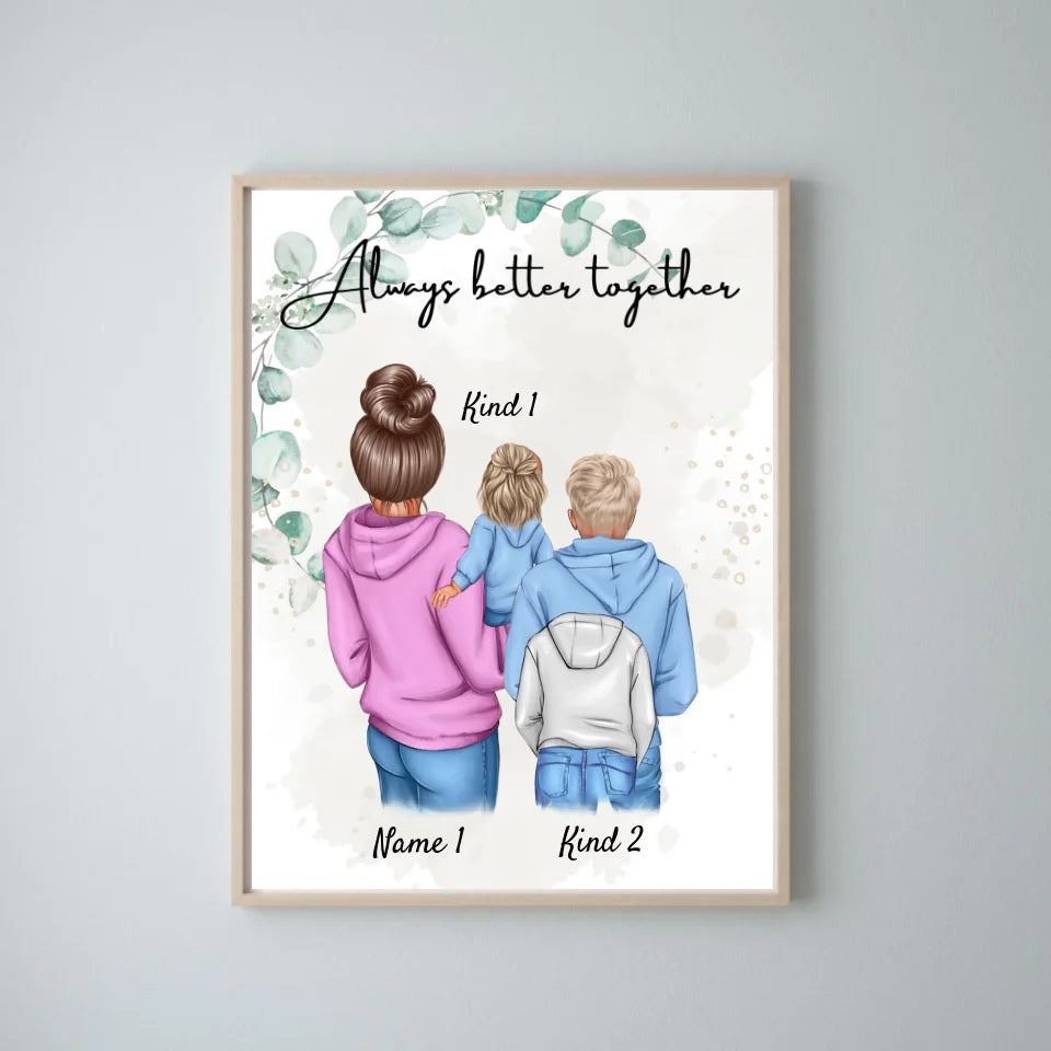 Best Mom Poster - Personalized Poster (1-4 Kids, Teenager)