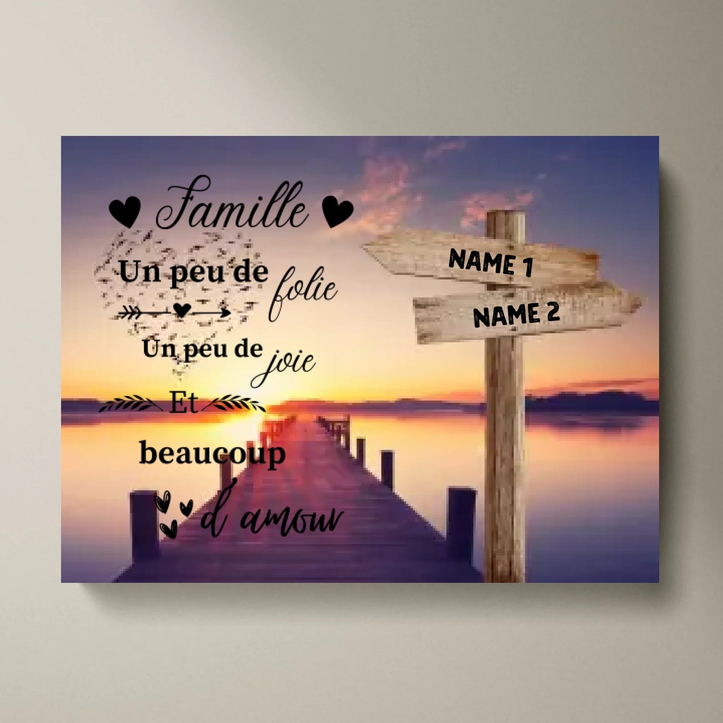 Famille un peu folle un peu de joie et beaucoup d'amour - Toile personnalisée