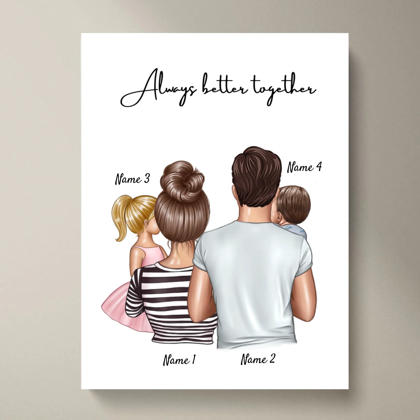 Happy Family - Personalisiertes Poster mit Rahmen mit der ganzen Familie