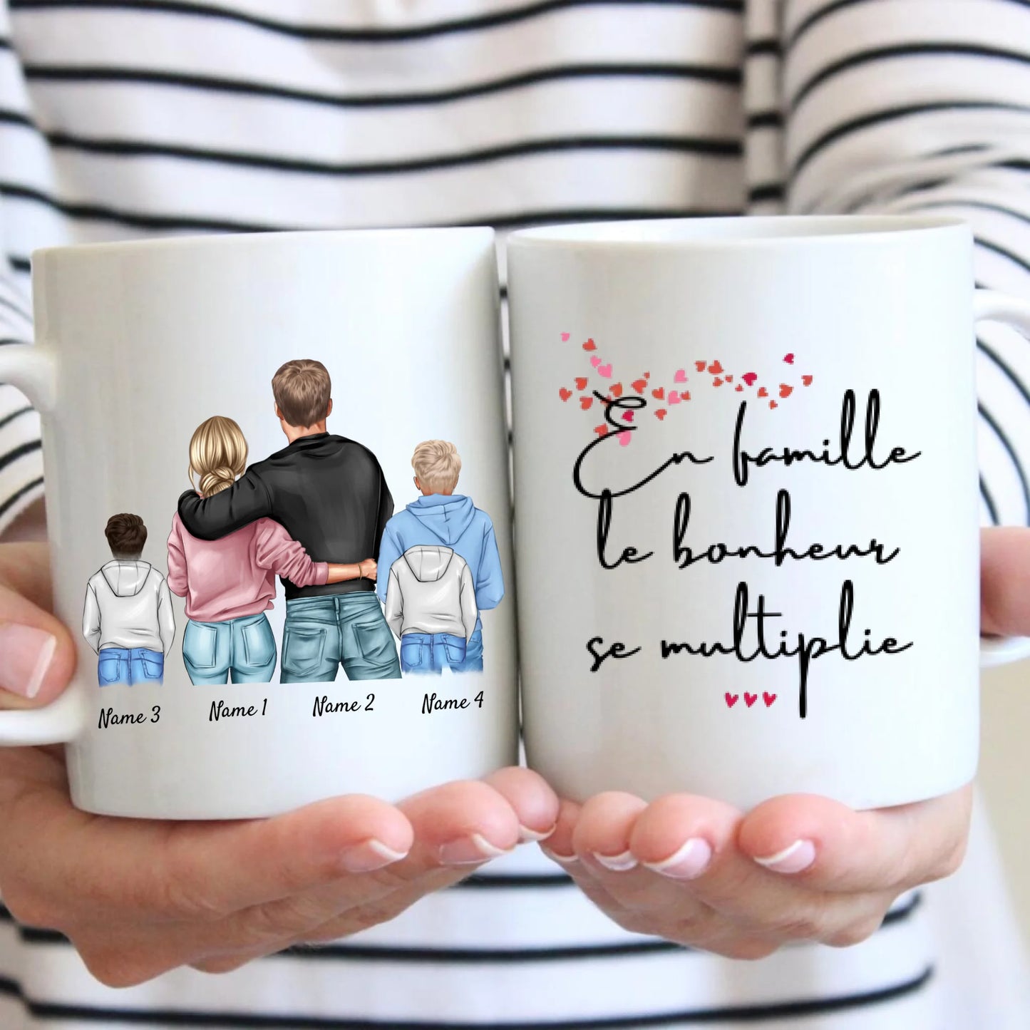 Famille - Mug personnalisé (1-4 enfants, adolescents)
