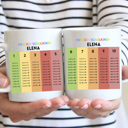 Endlich Schulkind 1x1 Merktasse - Personalisierte Tasse zur Einschulung