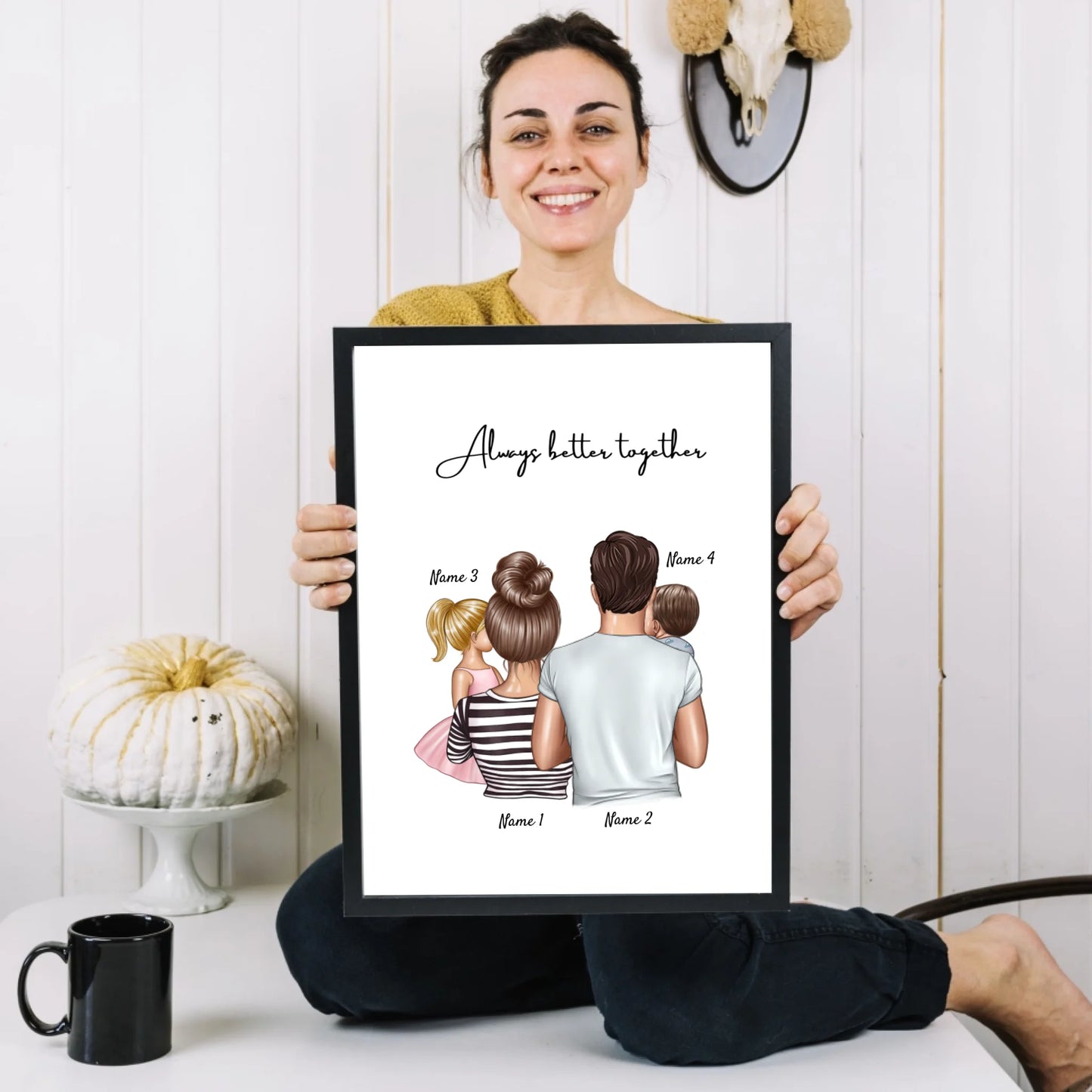 Happy Family with Children - Personalized Poster