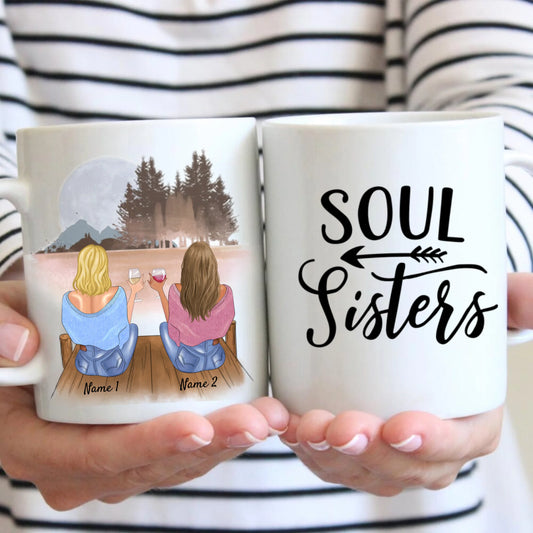 Meilleures amies avec boisson – Tasse personnalisée (2 à 4 amies), cadeau pour amies, collègues, sœurs