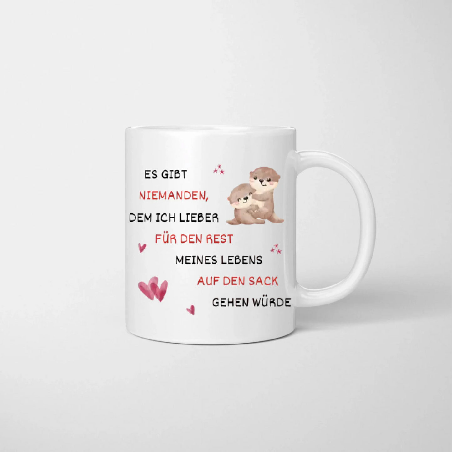 Ein Leben lang auf den Sack gehen - Personalisierte Valentinstags-Tasse für deinen Partner, Partnerin, Pärchen-Tasse
