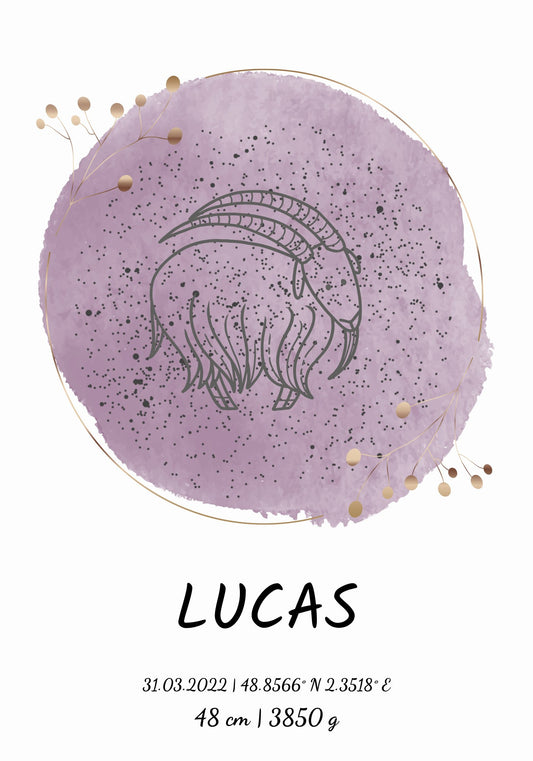 Zodiac Birth Poster - Personalised Poster