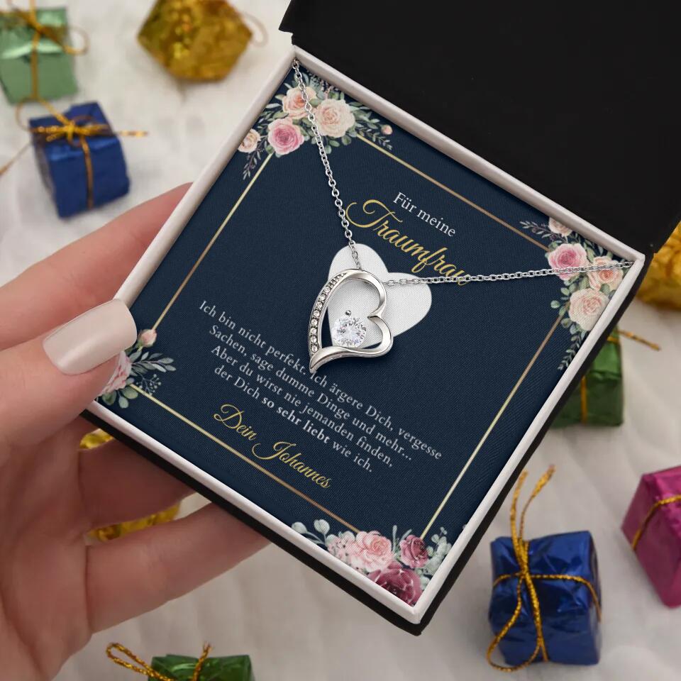 Forever Love "Traumfrau" - Halskette mit Gold-Herzanhänger & individualisierter Karte