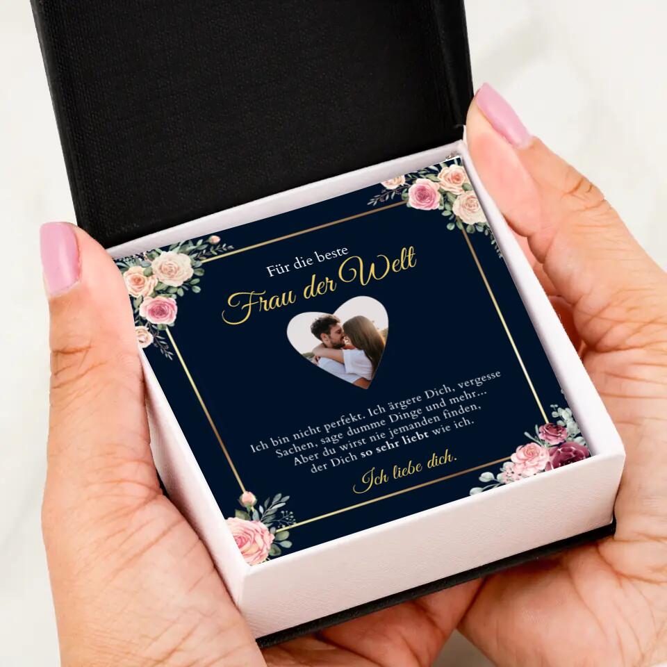 Forever Love "Beste Frau" - Halskette mit Herzanhänger & personalisierter Foto-Karte