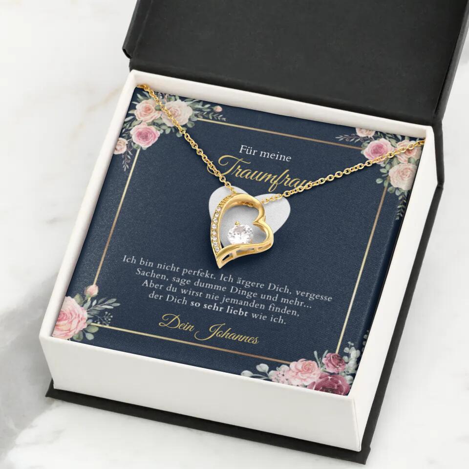 Forever Love "Traumfrau" - Halskette mit Gold-Herzanhänger & individualisierter Karte