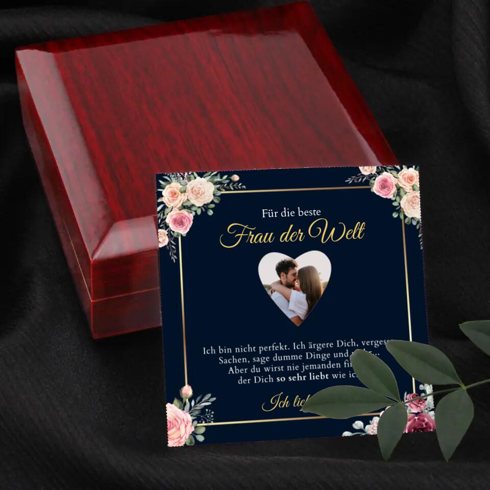 Forever Love "Beste Frau" - Halskette mit Herzanhänger & personalisierter Foto-Karte