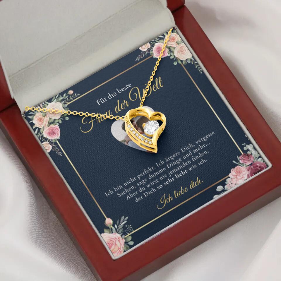 Forever Love "Beste Frau" - Halskette mit Herzanhänger & personalisierter Foto-Karte