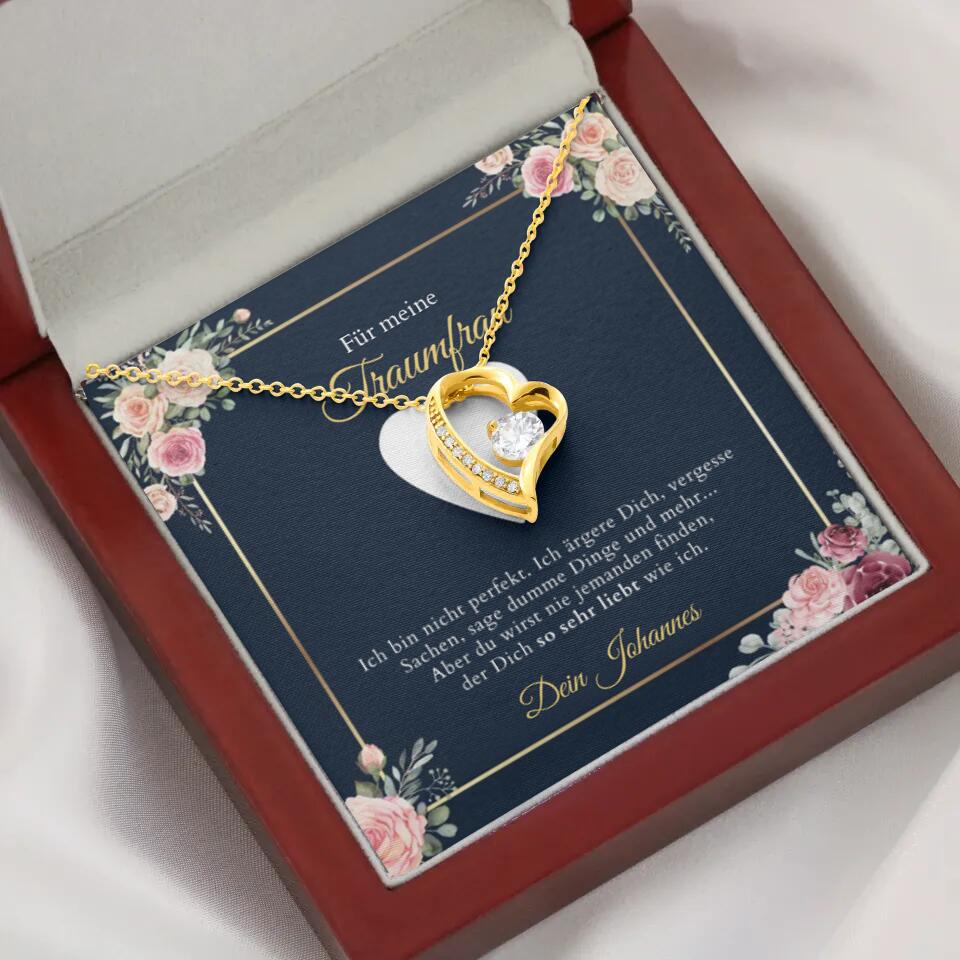 Forever Love "Traumfrau" - Halskette mit Gold-Herzanhänger & individualisierter Karte