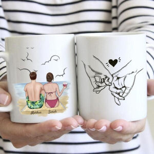 Couple on the Beach - Personalized Mug (2-3 people)
