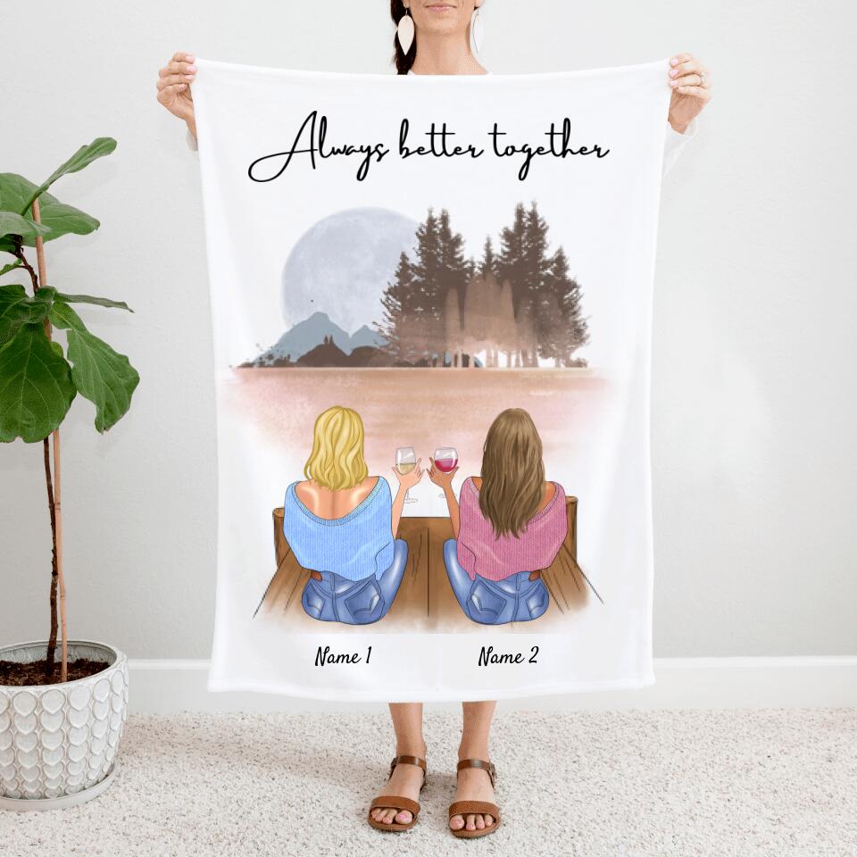 Best Friends on the Pier - Personalised Fleece Blanket