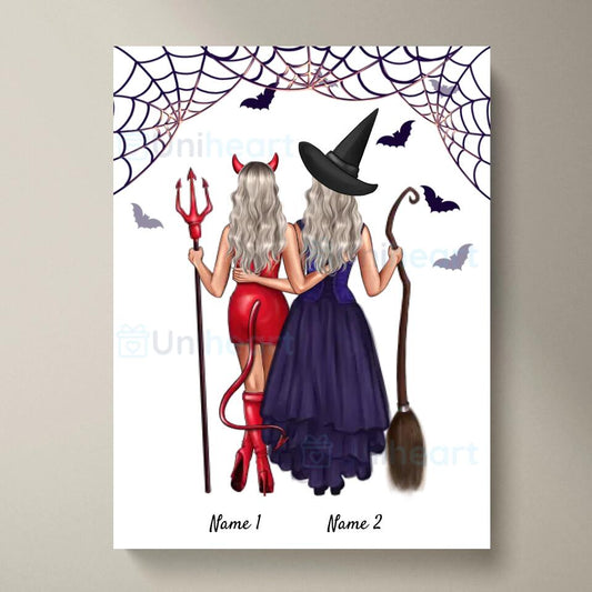 Best Witches Girlfriends - Personalized Poster Halloween (2-3 people)
