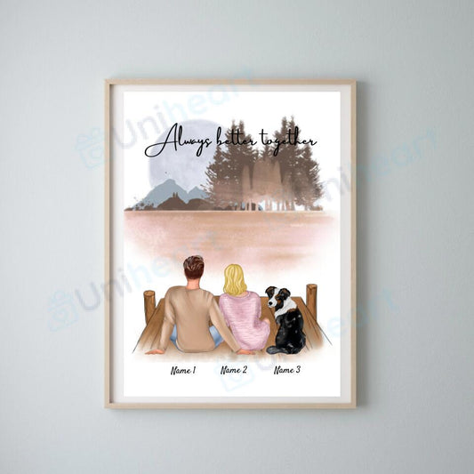 Couple with Pet - Personalised Digital Image (Couple with Dog or Cat)