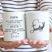 Load image into Gallery viewer, Bestes Geschenk für Papa - Personalisierte Tasse (Für Mama, Papa, Oma oder Opa)
