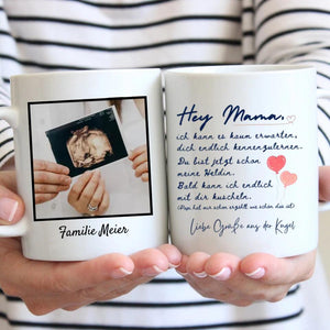 Liebe Mama, Baby-Ultraschall Fototasse für werdende Eltern (Mutter, Vater, Oma, Opa)