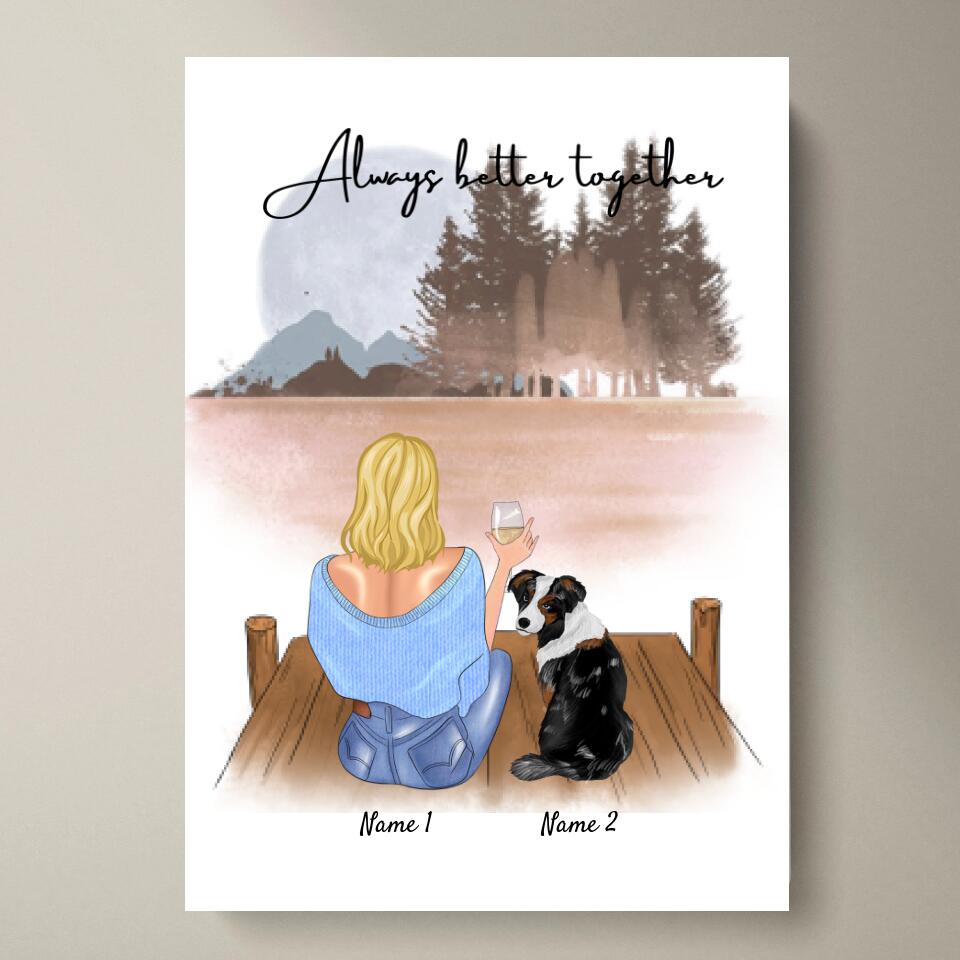 Mistress with Pet - Personalised Poster (Dog, Cat)