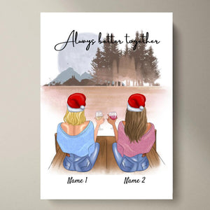 Best Friends with Drinks Christmas - Personalized Poster 