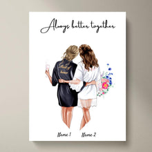 Load image into Gallery viewer,  Bride &amp; Maid of Honor  in satin robes - Personalized Poster

