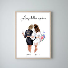 Load image into Gallery viewer,  Bride &amp; Maid of Honor  in satin robes - Personalized Poster
