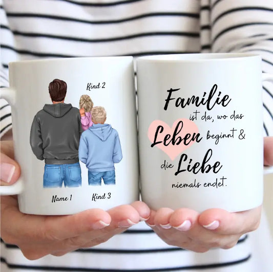 Dad with children - Personalized Mug (1-3 children, teenager)