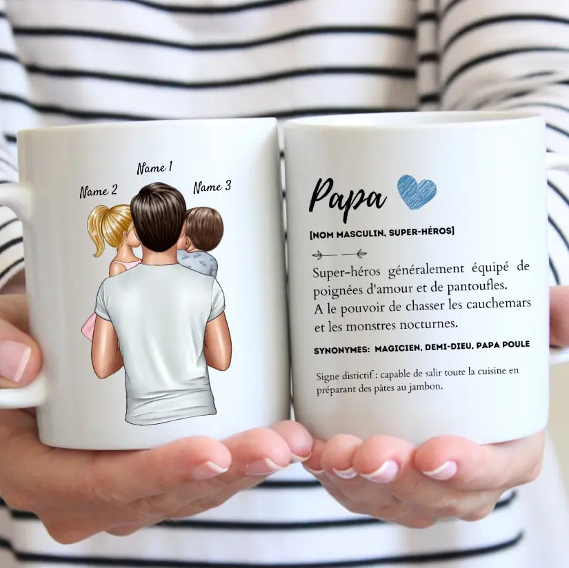 Papa avec enfants - Mug personnalisé (1-4 enfants)