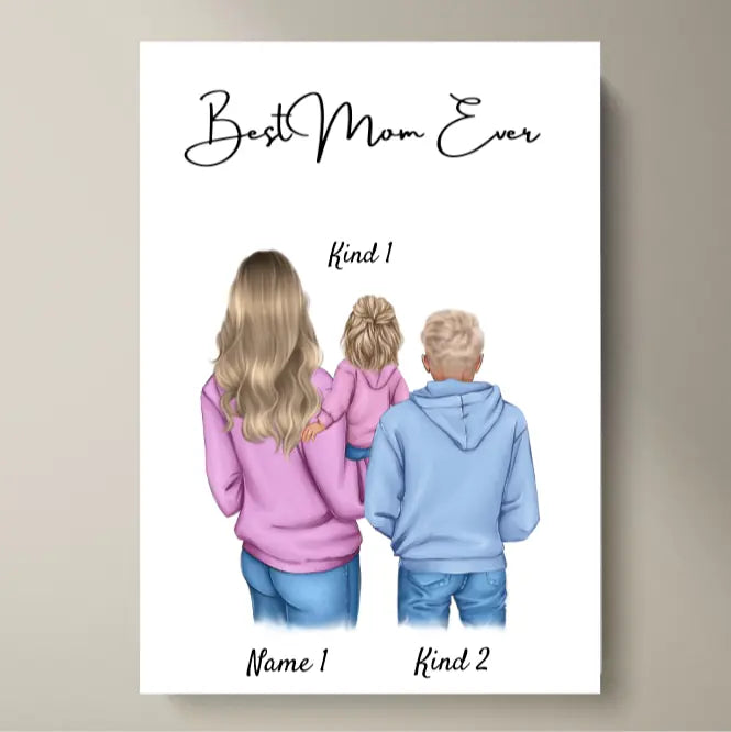 Best Mom Poster - Personalized Poster (1-4 Kids, Teenager)